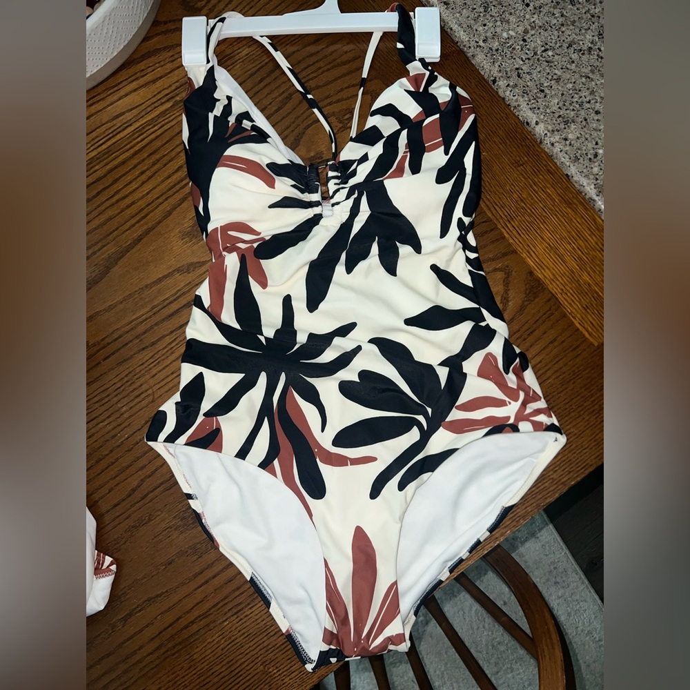 Women’s Swimwear in Black and Brown Leaf Print